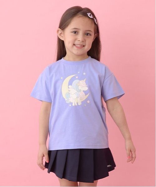 Lycee mine（リセマイン）の「【ソフトコットン】選べる8パターンアソートプリントTシャツ（Tシャツ/カットソー・キッズ・サックスブルー/オフホワイト/ライトグリーン/ライトオレンジ系/ブルー系その他2/ベビーピンク/チャコール/クリーム・130cm/110cm/140cm/120cm/100cm/150cm）」の6枚目の写真