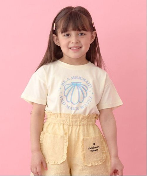 Lycee mine（リセマイン）の「【ソフトコットン】選べる8パターンアソートプリントTシャツ（Tシャツ/カットソー・キッズ・サックスブルー/オフホワイト/ライトグリーン/ライトオレンジ系/ブルー系その他2/ベビーピンク/チャコール/クリーム・130cm/110cm/140cm/120cm/100cm/150cm）」の3枚目の写真