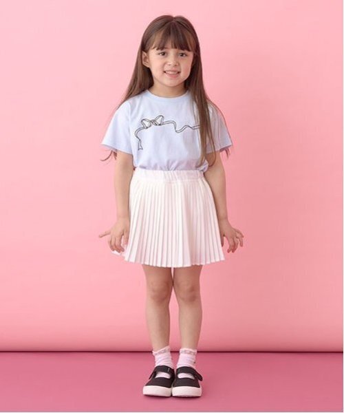 Lycee mine（リセマイン）の「【ソフトコットン】選べる8パターンアソートプリントTシャツ（Tシャツ/カットソー・キッズ・サックスブルー/オフホワイト/ライトグリーン/ライトオレンジ系/ブルー系その他2/ベビーピンク/チャコール/クリーム・130cm/110cm/140cm/120cm/100cm/150cm）」の15枚目の写真