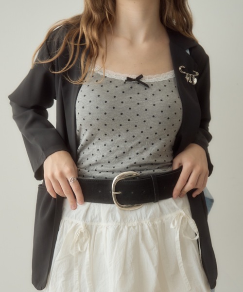 Birthday room（バースデイルーム）の「ドット柄レースキャミ/dot lace camisole（キャミソール・レディース・ブラック/グレー/ホワイト・FREE）」の14枚目の写真