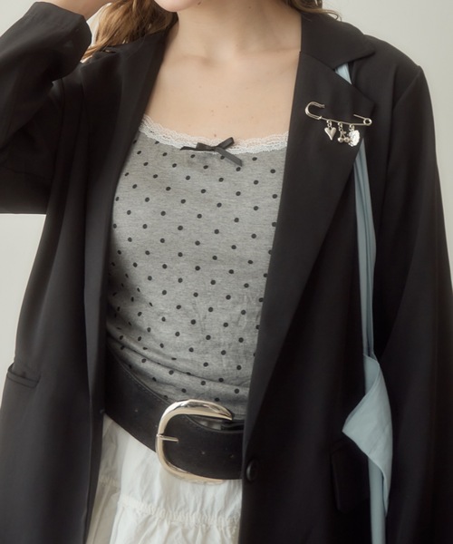 Birthday room（バースデイルーム）の「ドット柄レースキャミ/dot lace camisole（キャミソール・レディース・ブラック/グレー/ホワイト・FREE）」の16枚目の写真