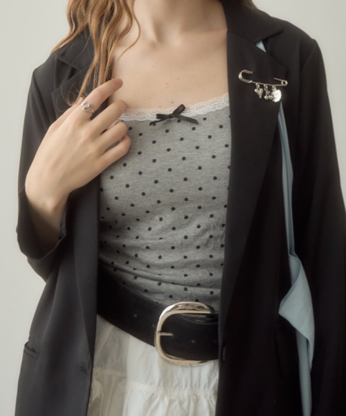 Birthday room（バースデイルーム）の「ドット柄レースキャミ/dot lace camisole（キャミソール・レディース・ブラック/グレー/ホワイト・FREE）」の18枚目の写真