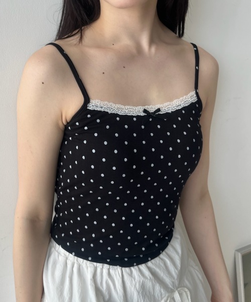ドット柄レースキャミ/dot lace camisole（キャミソール