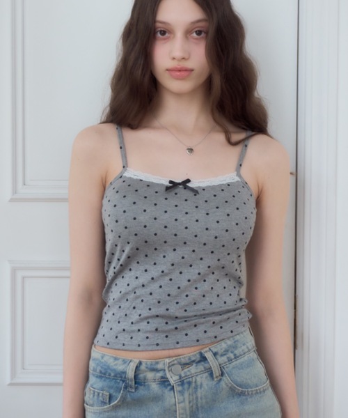 ドット柄レースキャミ/dot lace camisole（キャミソール