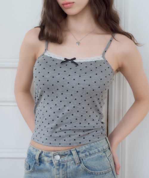ドットシースルーキャミ ドットシースルーペプラムブラウス＆キャミセット