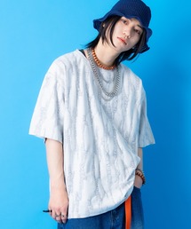 a.p.o.v. ジャガード編みフリンジダメージ加工模様オーバーサイズTシャツ