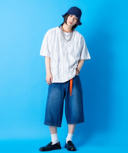 a.p.o.v.(エーピーオービー)の「a.p.o.v. ジャガード編みフリンジダメージ加工模様オーバーサイズTシャツ(Tシャツ/カットソー・メンズ・ブラック/ホワイト/ベージュ・ONESIZE)」の5枚目の写真