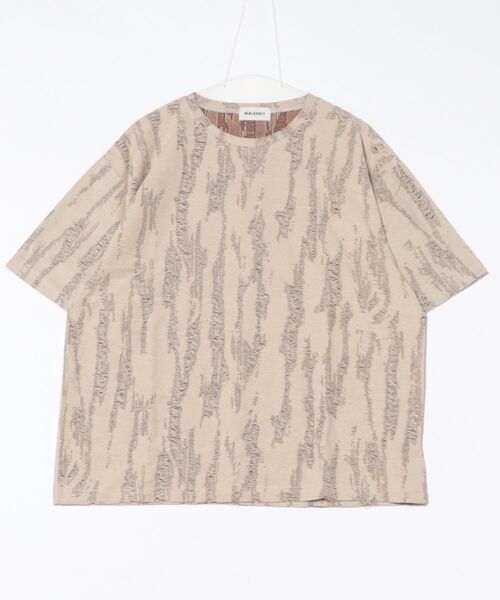 a.p.o.v.(エーピーオービー)の「a.p.o.v. ジャガード編みフリンジダメージ加工模様オーバーサイズTシャツ(Tシャツ/カットソー・メンズ・ブラック/ホワイト/ベージュ・ONESIZE)」の10枚目の写真