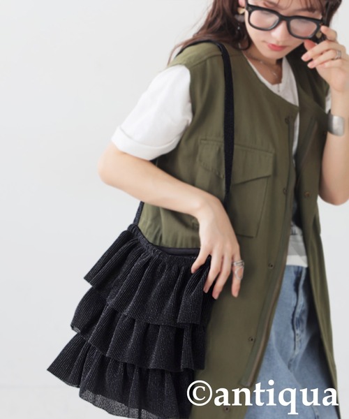 antiqua(アンティカ)の「ラメフリルバッグ(ショルダーバッグ・レディース・ブラック/マルチ・ONESIZE)」の10枚目の写真