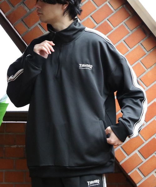 THRASHER(スラッシャー)の「THRASHER ジャージハーフジップジャケット(スウェット・メンズ・ベージュ/ホワイト/ブラック・X-LARGE/MEDIUM/LARGE)」の2枚目の写真