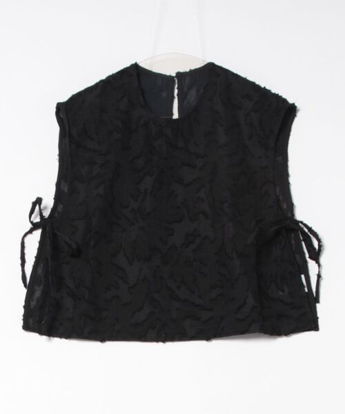 STYLEBLOCK（スタイルブロック）の「フリンジジャガードサイドリボンブラウス（シャツ/ブラウス・レディース・アイボリー/ブラック・M）」の2枚目の写真