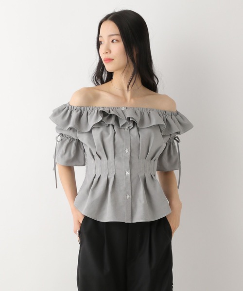 Heather（ヘザー）の「フリルデザインオフショルブラウス　452794（シャツ/ブラウス・レディース・オフホワイト/ブラック系その他/ブルー系その他・FREE）」の3枚目の写真