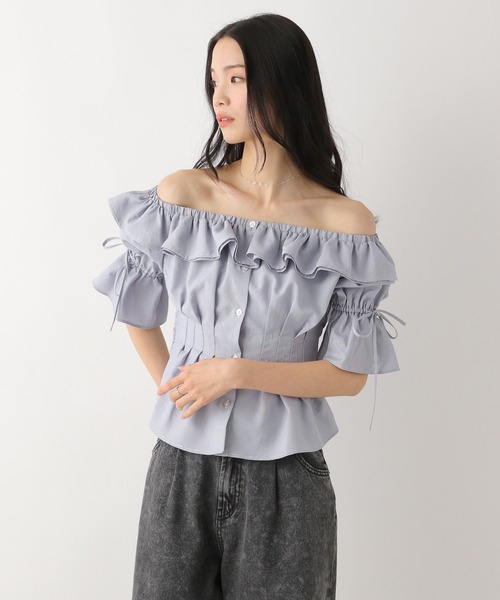 Heather（ヘザー）の「フリルデザインオフショルブラウス　452794（シャツ/ブラウス・レディース・オフホワイト/ブラック系その他/ブルー系その他・FREE）」の2枚目の写真