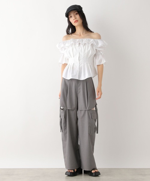 Heather（ヘザー）の「フリルデザインオフショルブラウス　452794（シャツ/ブラウス・レディース・オフホワイト/ブラック系その他/ブルー系その他・FREE）」の4枚目の写真