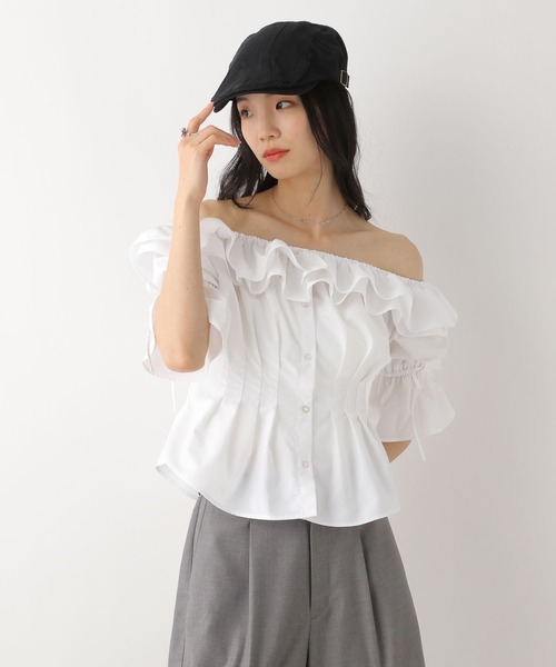 Heather（ヘザー）の「フリルデザインオフショルブラウス　452794（シャツ/ブラウス・レディース・オフホワイト/ブラック系その他/ブルー系その他・FREE）」の7枚目の写真