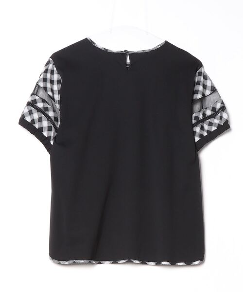 BRODIAEA（ブローディア）の「BRODIAEA チェック袖切り替え半袖カットソー（Tシャツ/カットソー・レディース・ブラック/ネイビー・40）」の18枚目の写真