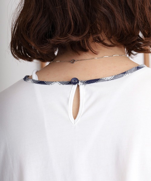 BRODIAEA（ブローディア）の「BRODIAEA チェック袖切り替え半袖カットソー（Tシャツ/カットソー・レディース・ブラック/ネイビー・40）」の17枚目の写真