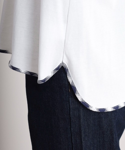 BRODIAEA（ブローディア）の「BRODIAEA チェック袖切り替え半袖カットソー（Tシャツ/カットソー・レディース・ブラック/ネイビー・40）」の15枚目の写真