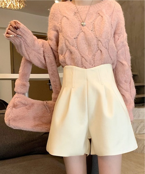 kirakiraShop(キラキラショップ)の「ハイウエスト タック ショート フレアパンツ ショートパンツ 短パン ショーパン(その他パンツ・レディース・クリーム/ブラック・S/M/L)」の21枚目の写真