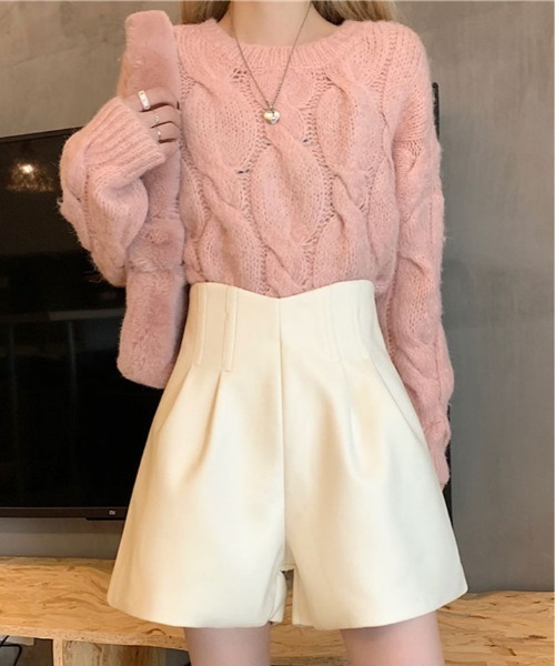 kirakiraShop(キラキラショップ)の「ハイウエスト タック ショート フレアパンツ ショートパンツ 短パン ショーパン(その他パンツ・レディース・クリーム/ブラック・S/M/L)」の22枚目の写真
