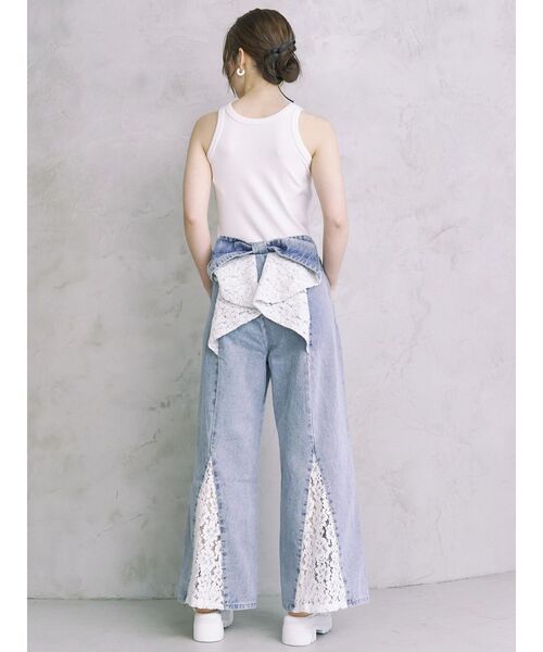 カルナムール/CALNAMUR バックリボンデニムパンツ　藤田ニコル Sサイズ CALNAMUR（カルナムール）の「BACK RIBBON DENIM PT/バック