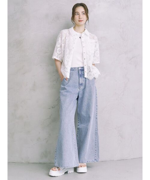 カルナムール　バックリボンデニムパンツ CALNAMUR（カルナムール）の「BACK RIBBON DENIM PT/バック