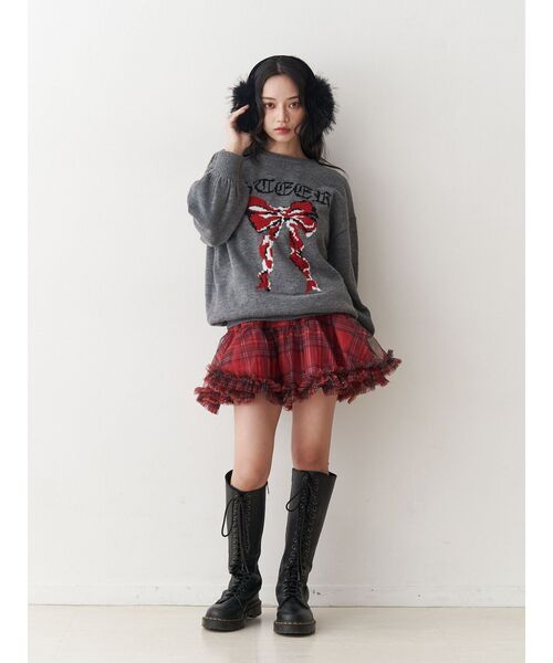 セール】ボリュームチュチュスカート ティアード チュール 赤チェック