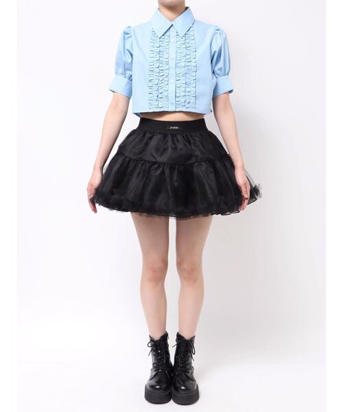 ボリュームチュチュスカート ティアード チュール 赤チェック 冬服