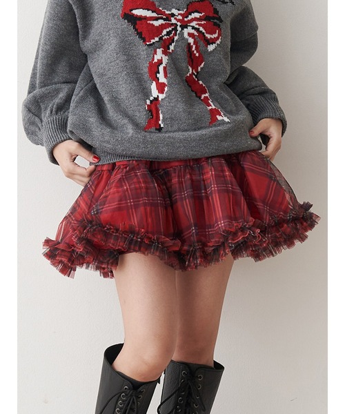 jouetie アシメヘムベルテッドミニスカート red 赤 チェック