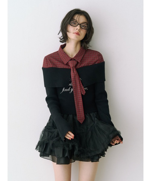 セール】ボリュームチュチュスカート ティアード チュール 赤チェック