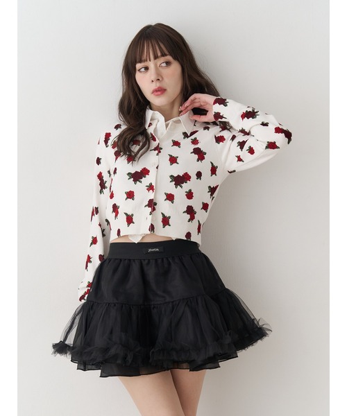 セール】ボリュームチュチュスカート ティアード チュール 赤チェック