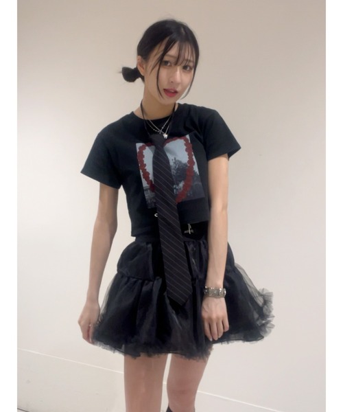ボリュームチュチュスカート ティアード チュール 赤チェック