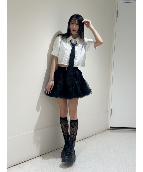 jouetie(ジュエティ)の「ボリュームチュチュスカート ティアード チュール 赤チェック 冬服(スカート・レディース・オフホワイト/ブラック/レッド・MEDIUM)」の10枚目の写真