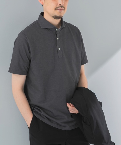 美品★アーバンリサーチ　ポロシャツ　半袖　ブラック　L　1.9万　綿　紺　春夏 SHADE TECH ポロシャツ ロングスリーブ （ポロシャツ