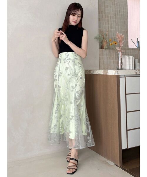 セール】エンブロイダリーオリジナル花柄刺繍バックレースアップ