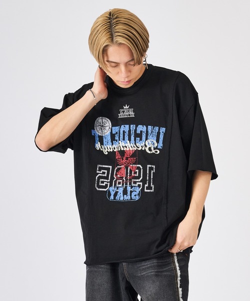 REGIEVO(レジエボ)の「ビンテージ古着風ロゴ半袖Tシャツ(Tシャツ/カットソー・メンズ・チャコールグレー/ブラック/オフホワイト・LARGE/MEDIUM)」の3枚目の写真
