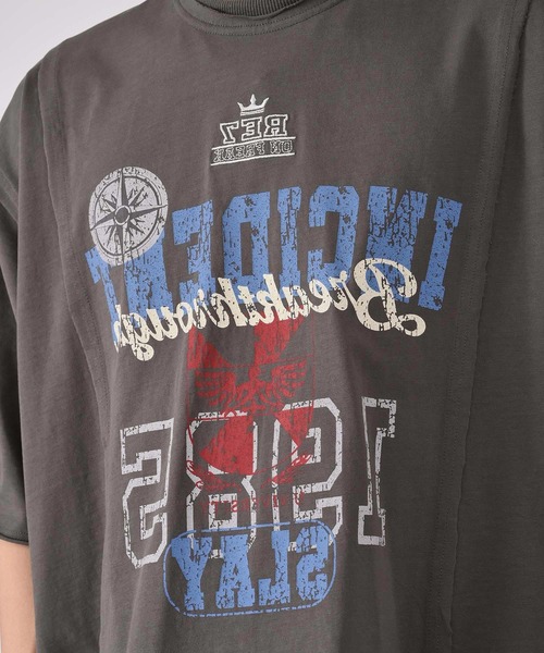 REGIEVO(レジエボ)の「ビンテージ古着風ロゴ半袖Tシャツ(Tシャツ/カットソー・メンズ・チャコールグレー/ブラック/オフホワイト・LARGE/MEDIUM)」の4枚目の写真