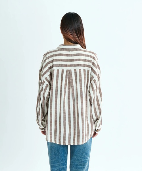 ROXY（ロキシー）の「MORNING TIME AGAIN S /ロキシーストライプ柄長袖シャツ（シャツ/ブラウス・レディース・ブラウン・SMALL/MEDIUM/X-SMALL）」の10枚目の写真