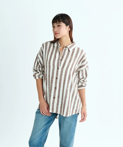 ROXY（ロキシー）の「MORNING TIME AGAIN S /ロキシーストライプ柄長袖シャツ（シャツ/ブラウス・レディース・ブラウン・SMALL/MEDIUM/X-SMALL）」の11枚目の写真
