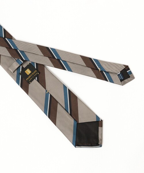 BEAMS F（ビームスエフ）の「FRANCO BASSI / シルク ストライプ ネクタイ（ネクタイ・メンズ・ベージュ/ネイビー・ONE SIZE）」の3枚目の写真