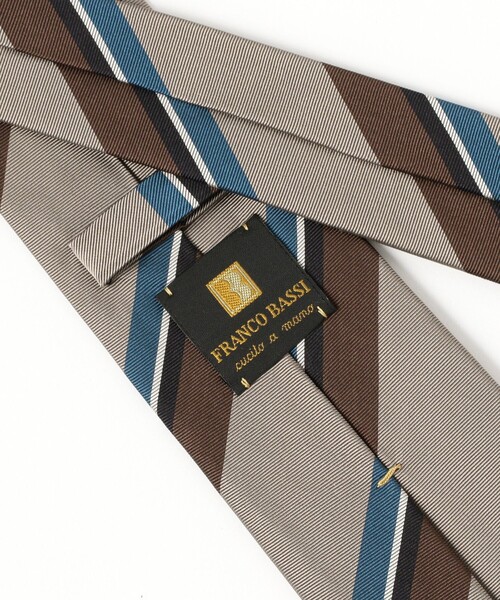BEAMS F（ビームスエフ）の「FRANCO BASSI / シルク ストライプ ネクタイ（ネクタイ・メンズ・ベージュ/ネイビー・ONE SIZE）」の4枚目の写真