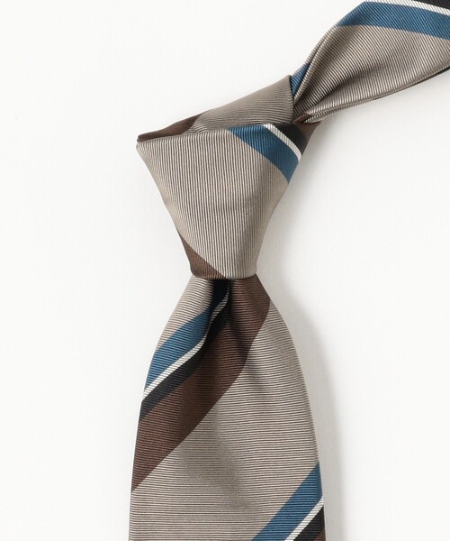 BEAMS F（ビームスエフ）の「FRANCO BASSI / シルク ストライプ ネクタイ（ネクタイ・メンズ・ベージュ/ネイビー・ONE SIZE）」の5枚目の写真