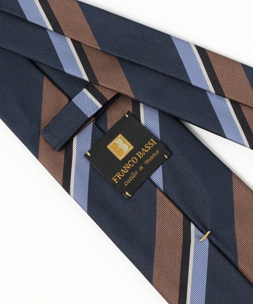 BEAMS F（ビームスエフ）の「FRANCO BASSI / シルク ストライプ ネクタイ（ネクタイ・メンズ・ベージュ/ネイビー・ONE SIZE）」の7枚目の写真