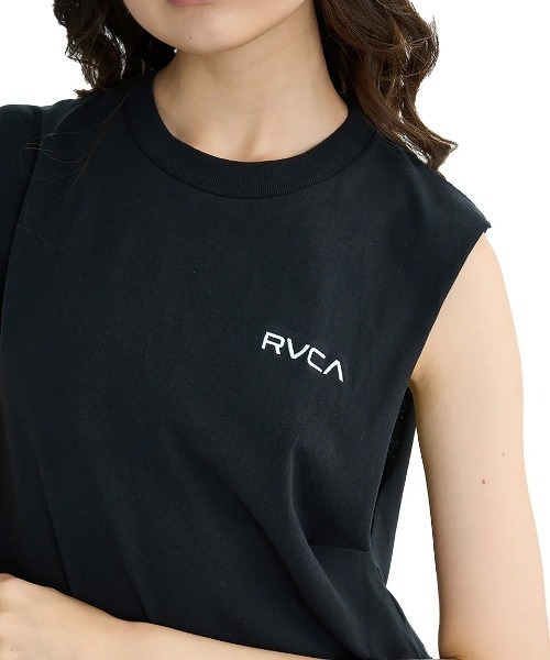 RVCA（ルーカ）の「RVCA レディース SUN WAVE CUTOFF TT タンクトップ 【2025年夏モデル】/ルーカバックプリントルーズフィットシルエットタンクトップ（タンクトップ・レディース・ブラック/イエロー系その他/ホワイト・SMALL/MEDIUM/LARGE）」の4枚目の写真
