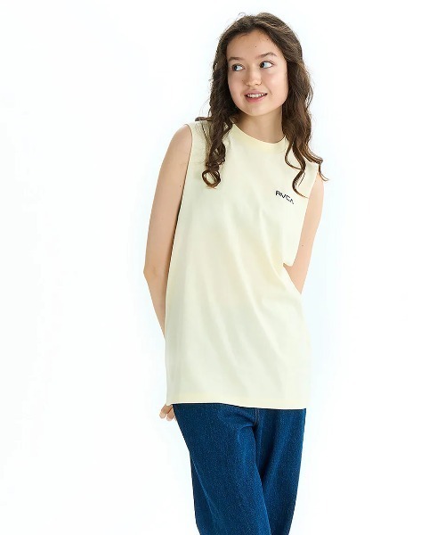 RVCA（ルーカ）の「RVCA レディース SUN WAVE CUTOFF TT タンクトップ 【2025年夏モデル】/ルーカバックプリントルーズフィットシルエットタンクトップ（タンクトップ・レディース・ブラック/イエロー系その他/ホワイト・SMALL/MEDIUM/LARGE）」の16枚目の写真