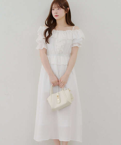 continuer de NICE CLAUP（コンティニューデナイスクラップ）の「【_chipi2xセレクト】2wayフリルペプラムワンピース（ワンピース・レディース・オフホワイト/ブラック/ピンクベージュ・FREE）」の11枚目の写真