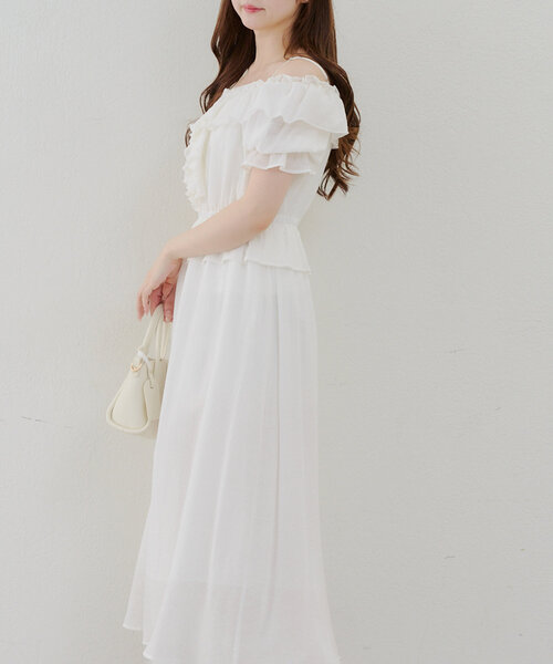 continuer de NICE CLAUP（コンティニューデナイスクラップ）の「【_chipi2xセレクト】2wayフリルペプラムワンピース（ワンピース・レディース・オフホワイト/ブラック/ピンクベージュ・FREE）」の14枚目の写真