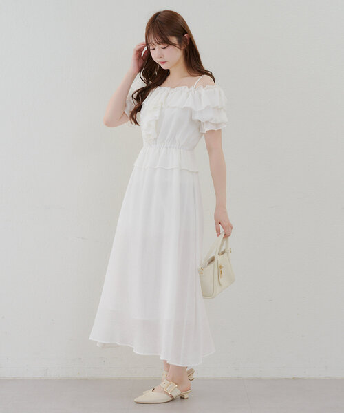 continuer de NICE CLAUP（コンティニューデナイスクラップ）の「【_chipi2xセレクト】2wayフリルペプラムワンピース（ワンピース・レディース・オフホワイト/ブラック/ピンクベージュ・FREE）」の18枚目の写真