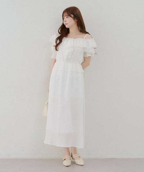 continuer de NICE CLAUP（コンティニューデナイスクラップ）の「【_chipi2xセレクト】2wayフリルペプラムワンピース（ワンピース・レディース・オフホワイト/ブラック/ピンクベージュ・FREE）」の20枚目の写真