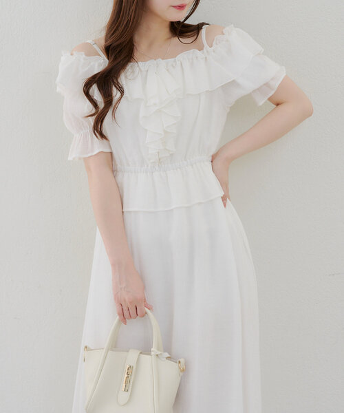 continuer de NICE CLAUP（コンティニューデナイスクラップ）の「【_chipi2xセレクト】2wayフリルペプラムワンピース（ワンピース・レディース・オフホワイト/ブラック/ピンクベージュ・FREE）」の21枚目の写真